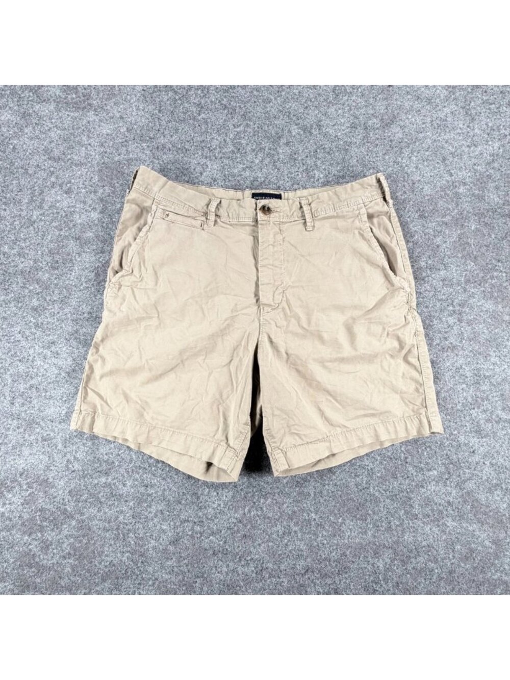 American Eagle Chino Shorts Mens 33 Beige Next Level Flax Flat Front Slim Fit